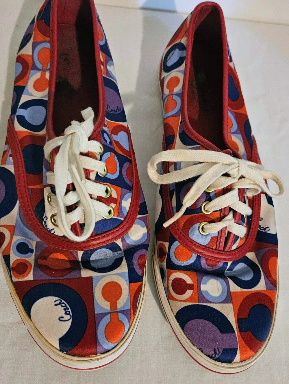 Coach Audrina Multicolor Logo Sateen Sneakers Leatherware 1941 Women's 6.5B